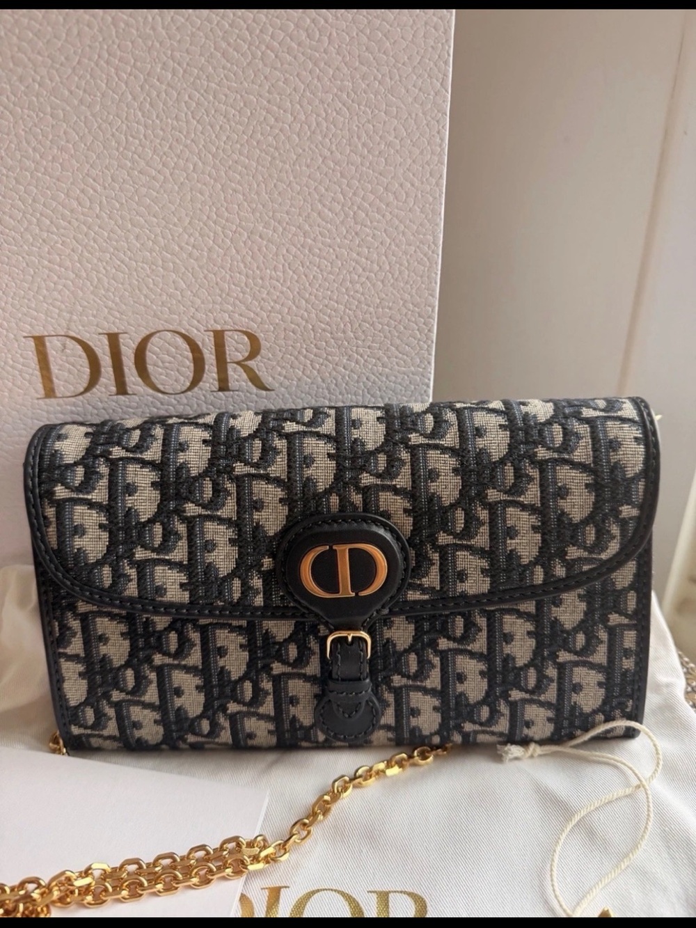 Dior Oblique Monogram Navy/Beige Crossbody with Gold Hardware - Picture 3 of 11